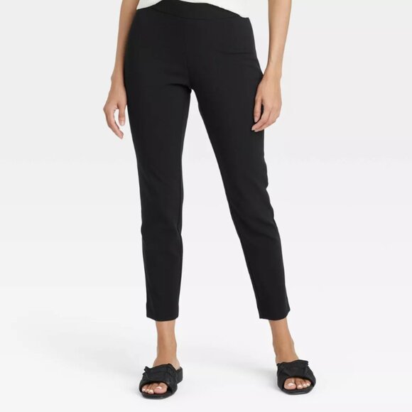 NWT A New Day Women's 17R Black High-Rise Skinny Ankle Pull-On Pants Side Zip - Picture 1 of 11